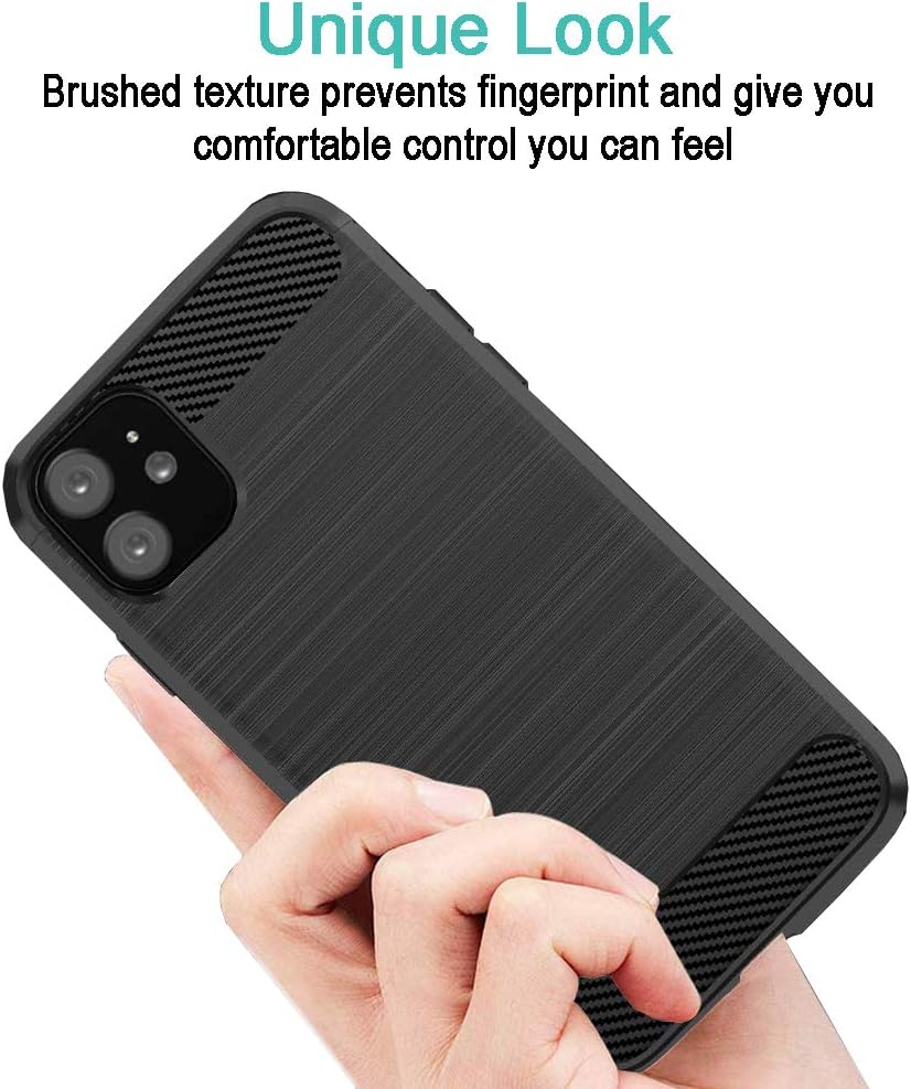 Dahkoiz iPhone 11 Case with Tempered Glass Screen Protector, Shock Absorption iPhone 11 Phone Case Slim TPU Bumper Cover Flexible Protective Case for Apple iPhone 11/XR 2 6.1-inch 2019,Black