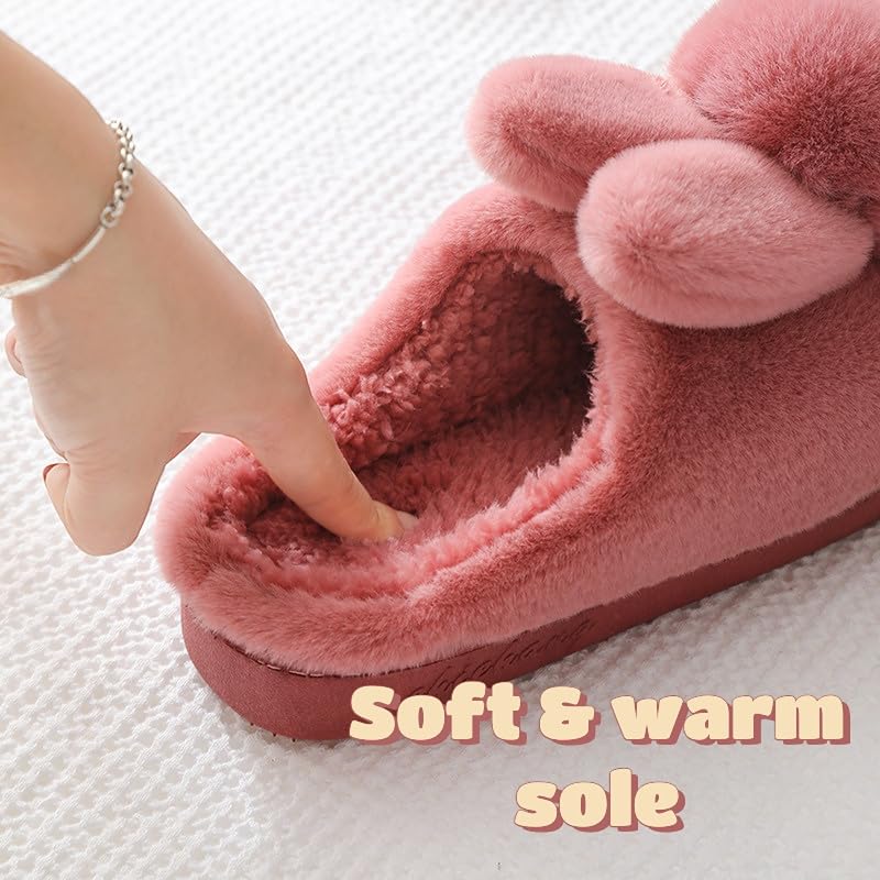 Bunny Fuzzy Slippers Cute Slippers Soft Plush Animal Slippers Warm House Slippers4