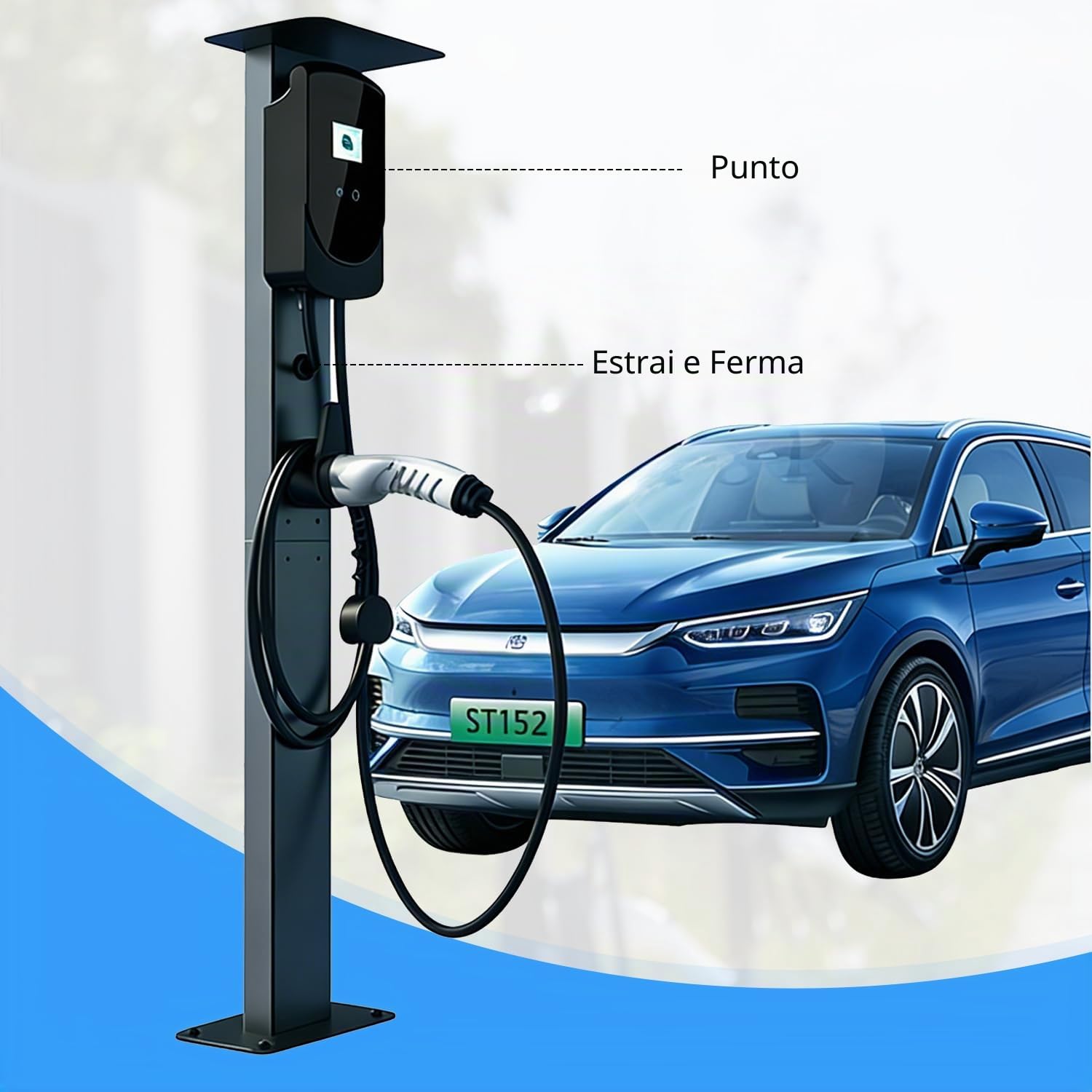 Supporto Universale per Wallbox, Colonna di Supporto Resistente alle Intemperie in Lega di Alluminio con Tetto, per Auto Elettriche (Escluse Le Stazioni di Ricarica)