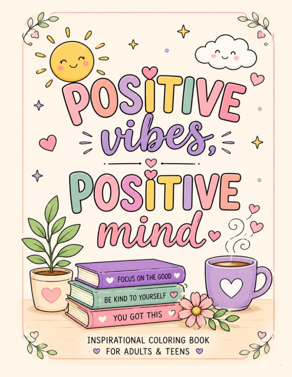 Positive Mind, Positive Vibes, Positive Life 2: Inspirational Coloring Book for Adults & Teens with Positive Quotes, Cozy Illustrations and Stress Relief Designs