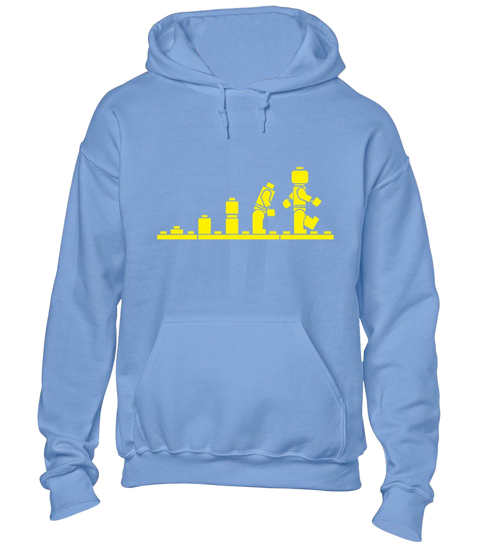 Crown Designs Evolution of Bricks Cool Funky Geek Nerd Gift Unisex Hoodies for Men, Women & Teenagers - Carolina Blue/Medium