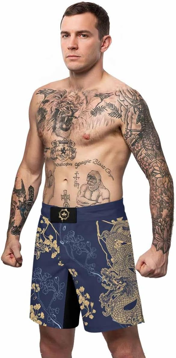 Dragon Men's Fight Shorts MMA Boxing BJJ Kickboxing Shorts Trunks Fight Wear