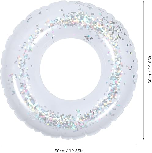 Miniatura 3 de BESPORTBLE Anillo de natación inflable transparente con lentejuelas brillantes, flotador de piscina de PVC de 24 pulgadas para niños, ligero y fácil