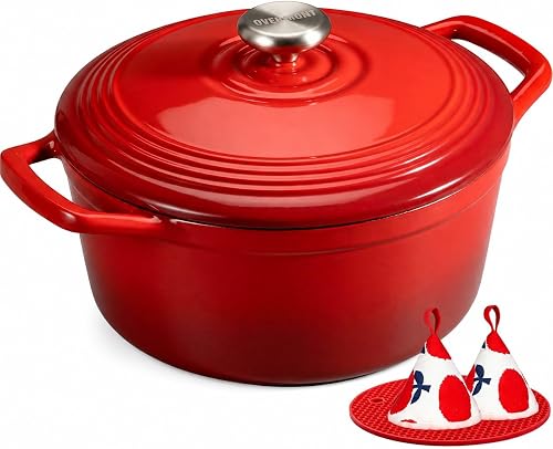 Overmont 26cm/5.2L Enamelled Cast Iron Round Casserole Di…
