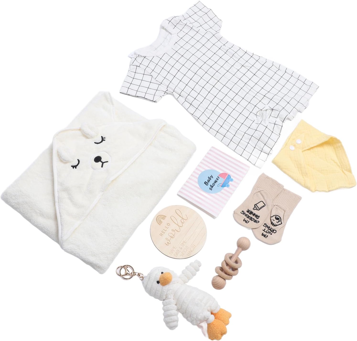 Set Soft Comfortable Newborn Baby Snuggle Blanket with Built in Bell for Girls and Boys Birch Wood Material (White)