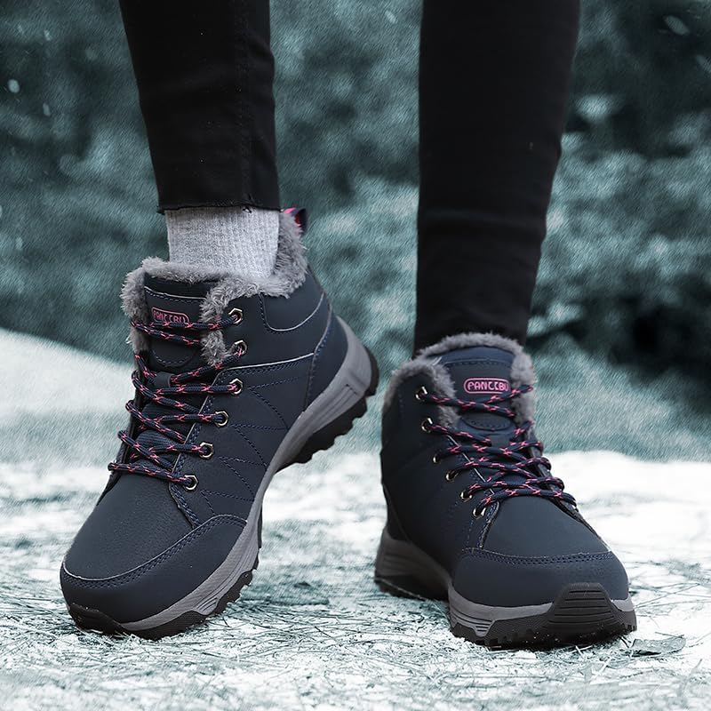 Women's Snow Boots Waterproof Winter Boot Walking Comfortable Hiking Outdoor Lace-Up Booties Fur Lined Outdoor Non-Slip Comfort Warm Work Boots Hiker Trekking Trail
