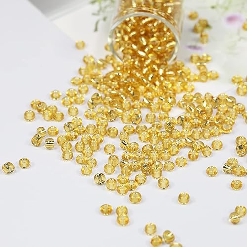 Miniatura 2 de Bala&Fillic Cuentas de semillas de color dorado transparente de 0.157 pulgadas (0.157 in), aproximadamente 1200 piezas3.53 oz en bolsa, cuentas de