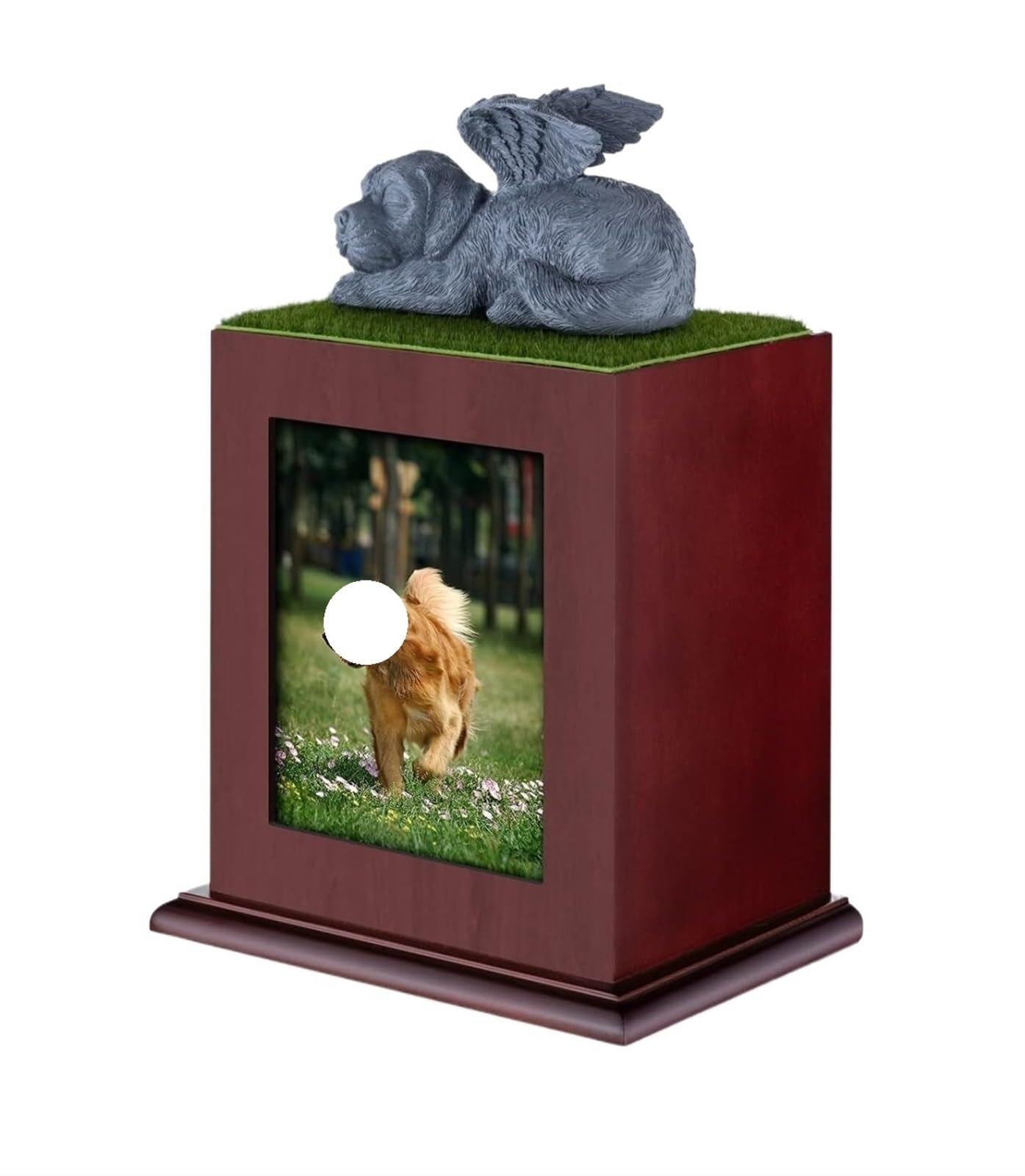 Urn for Ash, Pet Cremation Urns Photo Urn, Box For Dog Ashes,Wood Keepsake Memorial Human Ashes Container