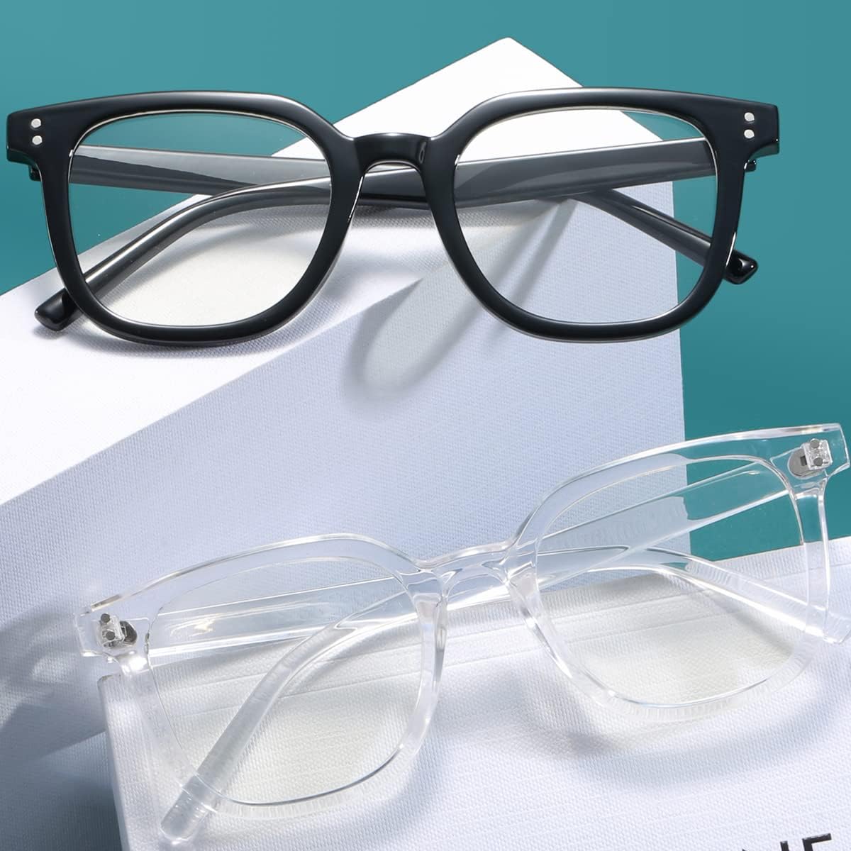 Full Frame Eyewear Square Glasses Clear Lens Non Prescription for Women Men Teens Transparent image 5 of 7 B0B71CR2GW