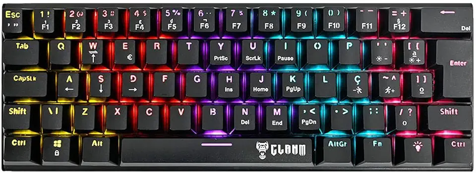Teclado 60% Mecânico Gamer Switch Red Anti-Ghosting Função Macro + Software USB ABNT2 292x105mm Clanm (Night Walker Preto)