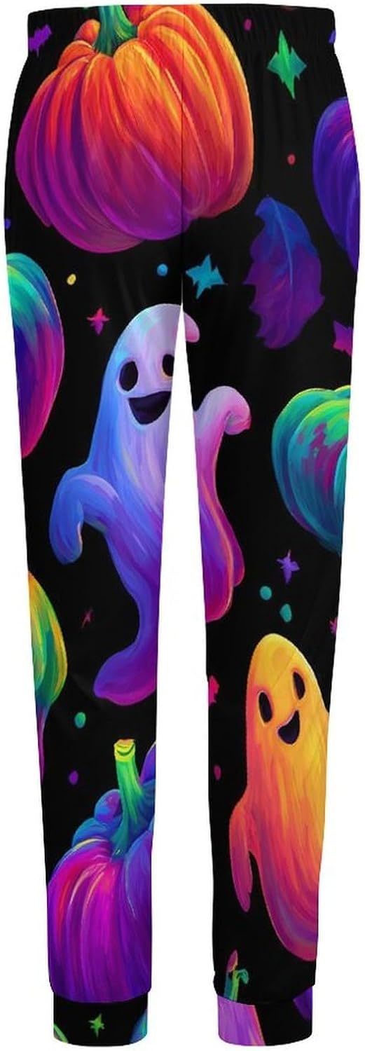 Ghosts Pumpkins Glowing Halloween Men's Pajama Pants Lounge Pant Sleepwear PJ Bottoms