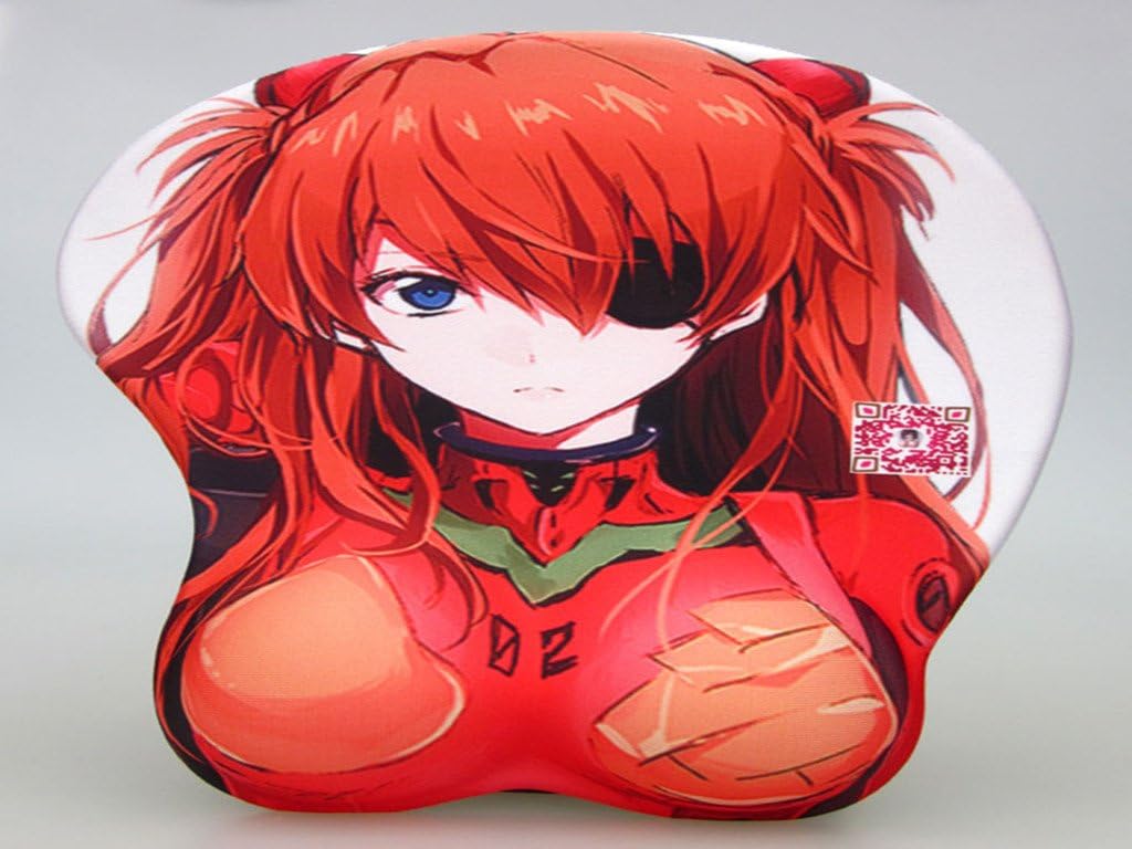 Famixyal Silicone Soft 3D Anime Mouse Pad Fashion Cartoon EVA-Q Asuka Lovely Girl Gel Mouse Mat Pad Super Big Hand Pillow Computer Gaming Wrist Rest Mouse Pads (Red)