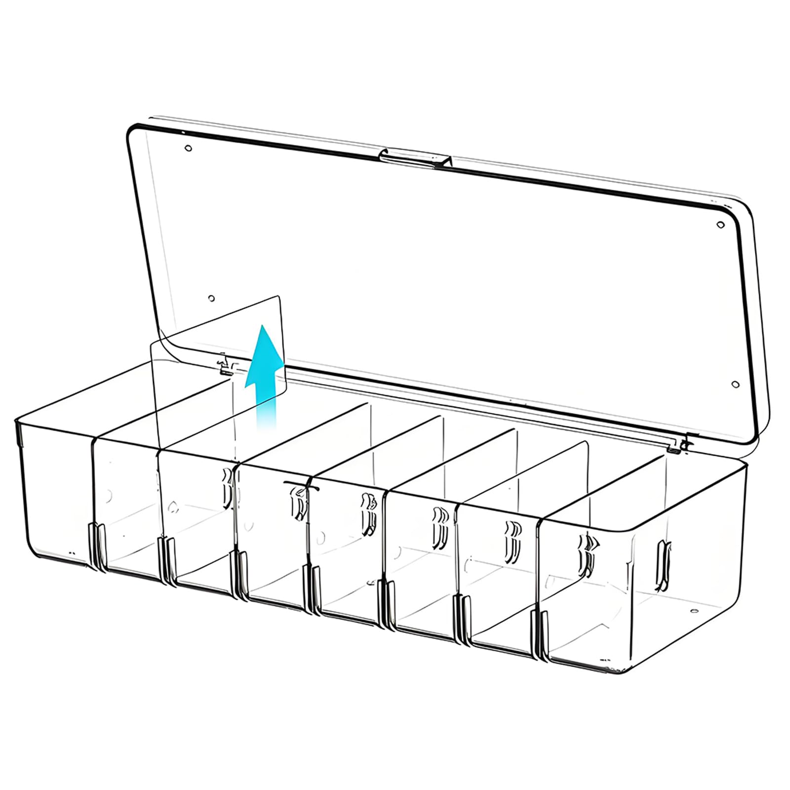 Binmiza Premium Clear Trading Card Storage Box with 7 Card Dividers, High Capacity Playing Case for 700 Cards, Waterproof TCG Storage Organizer for Board Game Storages and Business Cards Box