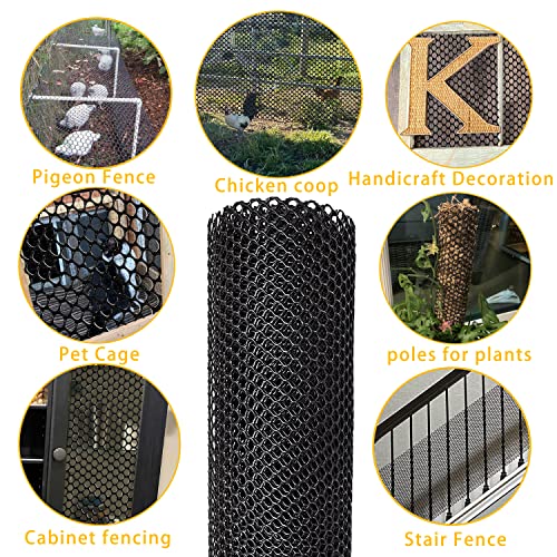 Plastic Chicken Wire Fence Mesh 15.7In X 10Ft Hexagonal Plastic Poultry Netting For Chicken, Black Upgraded Plastic Garden Mesh Fencing For Gardening Wire Frame For Crafts, Balcony Protection Net #TOP6