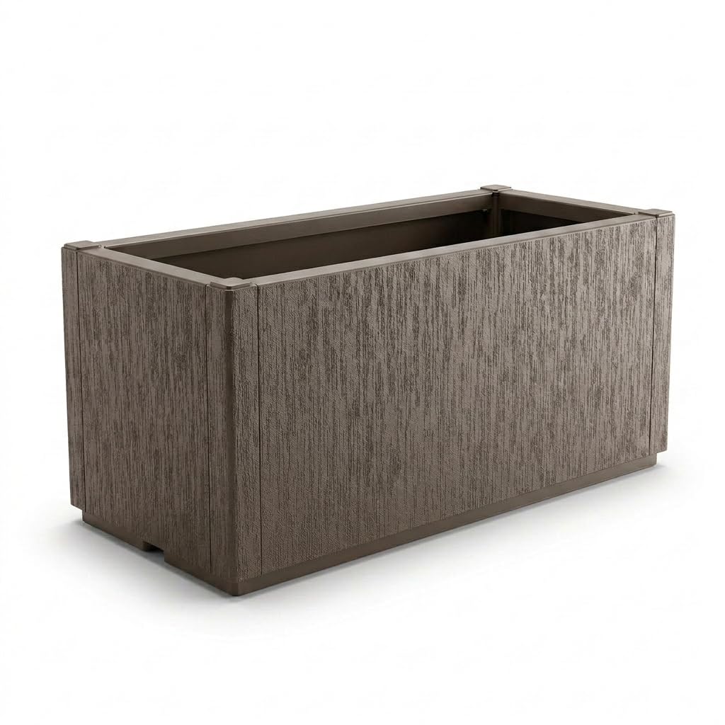 Pincho Jardinera Decorativa Grande para Interior y Exterior - Macetero Efecto Piedra de 80x36x35 cm, Ideal para Plantas Naturales y Orquídeas, Macetas Decorativas Modernas (1, 80X36X35cm CASTAÑO)