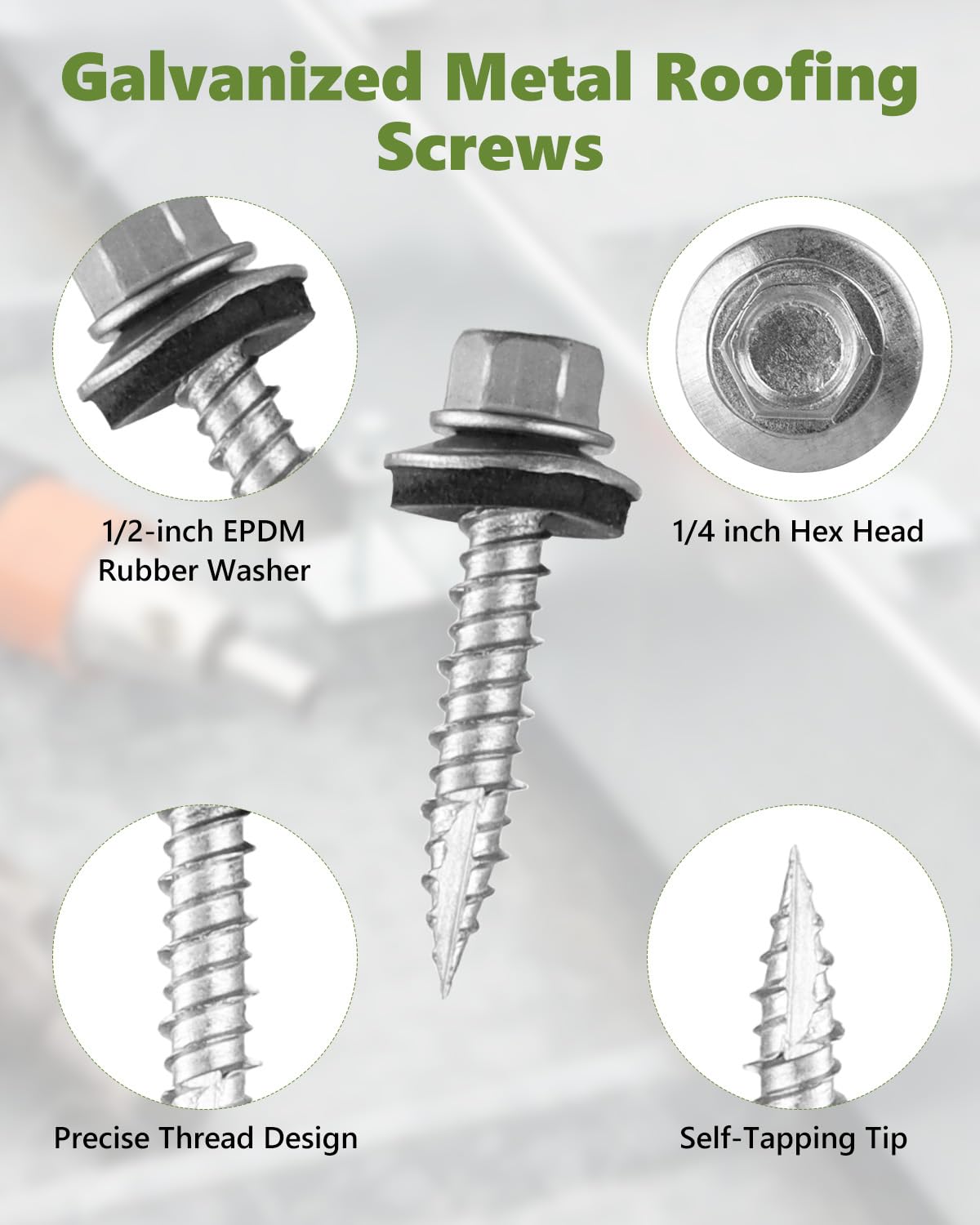Metal Roofing Screws - 300 Pack #10 x 1 Inch -3