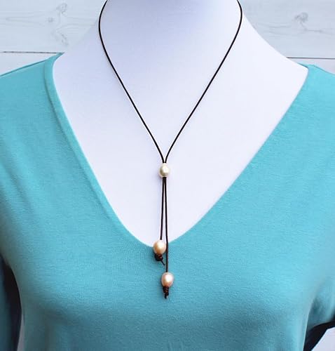 Pearl Leather Lariat Necklace