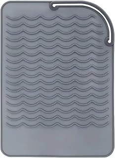 Heat Resistant Mat for Curling Iron, Flat Irons and Hair Straightener Hair Styling Tools 9" x 6.5", Food Grade Silicone, Grey