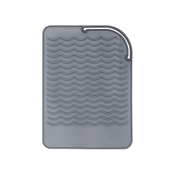 Heat Resistant Mat for Curling Iron, Flat Irons and Hair Straightener Hair Styling Tools 9" x 6.5", Food Grade Silicone, Grey