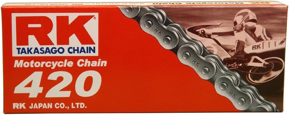 RK Racing ChainRK Racing Chain M420-98 (420 Series) 98-Links Standard Non O-Ring Chain with Connecting Link