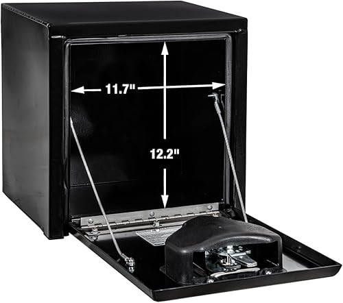 Vista 165 de Buyers Products 1704305 - Caja de acero negro para debajo de la carrocería con cierre de asa en T bloqueable, 24 x 24 x 36 pulgadas, fabricada