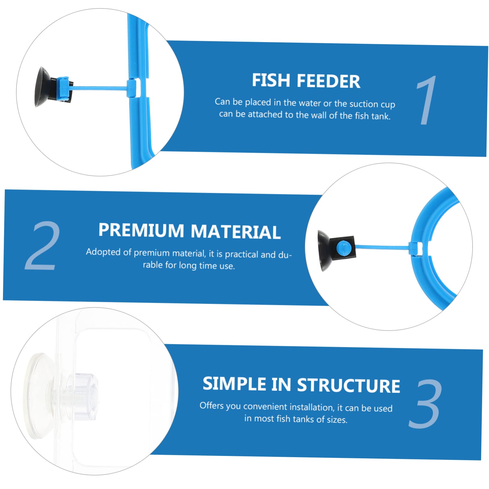 VANZACK Fish Tank Feeding Circle 3pcs Non-Slip Suction Cup Safe Material Practical for Types of Floating Foods Decorative