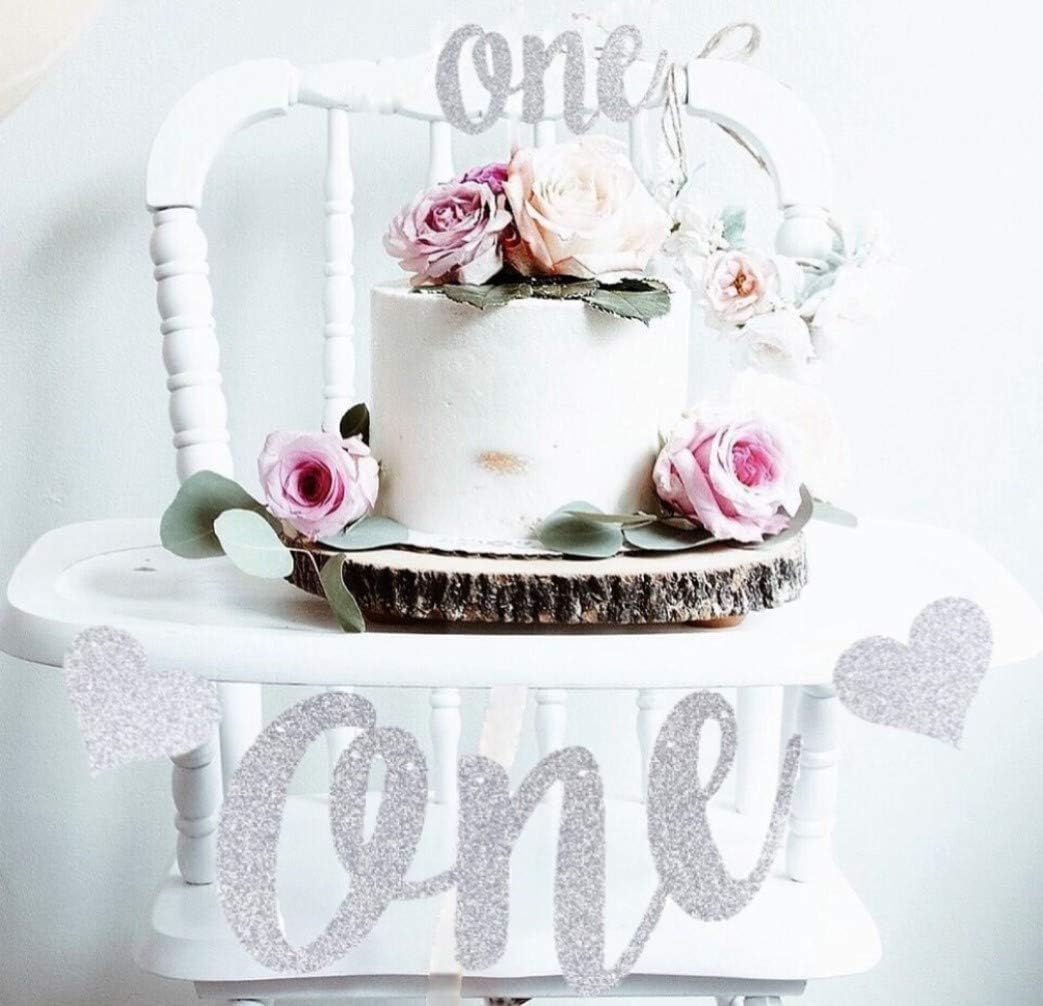Mini Things 1st First Birthday Decoration Set One High Chair Banner and One Cake Topper