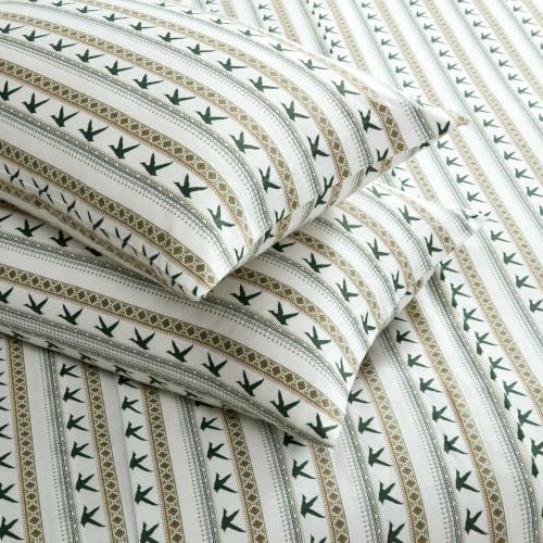Image of Eddie Bauer - King Flannel Sheet Set, Soft Brushed Cotton Bedding with Matching Pillowcases, Fully Elastic Fitted Sheet, Deep Pocket Bed Set, Breathable All-Season Comfort (Goose Sweater Green)