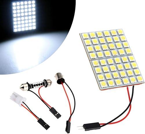 ZKFAR Pack-4 Luz de placa de lectura interior de automóvil, luz de cúpula de panel LED, tablero de luz 5050 48SMD, lámpara interior de techo con
