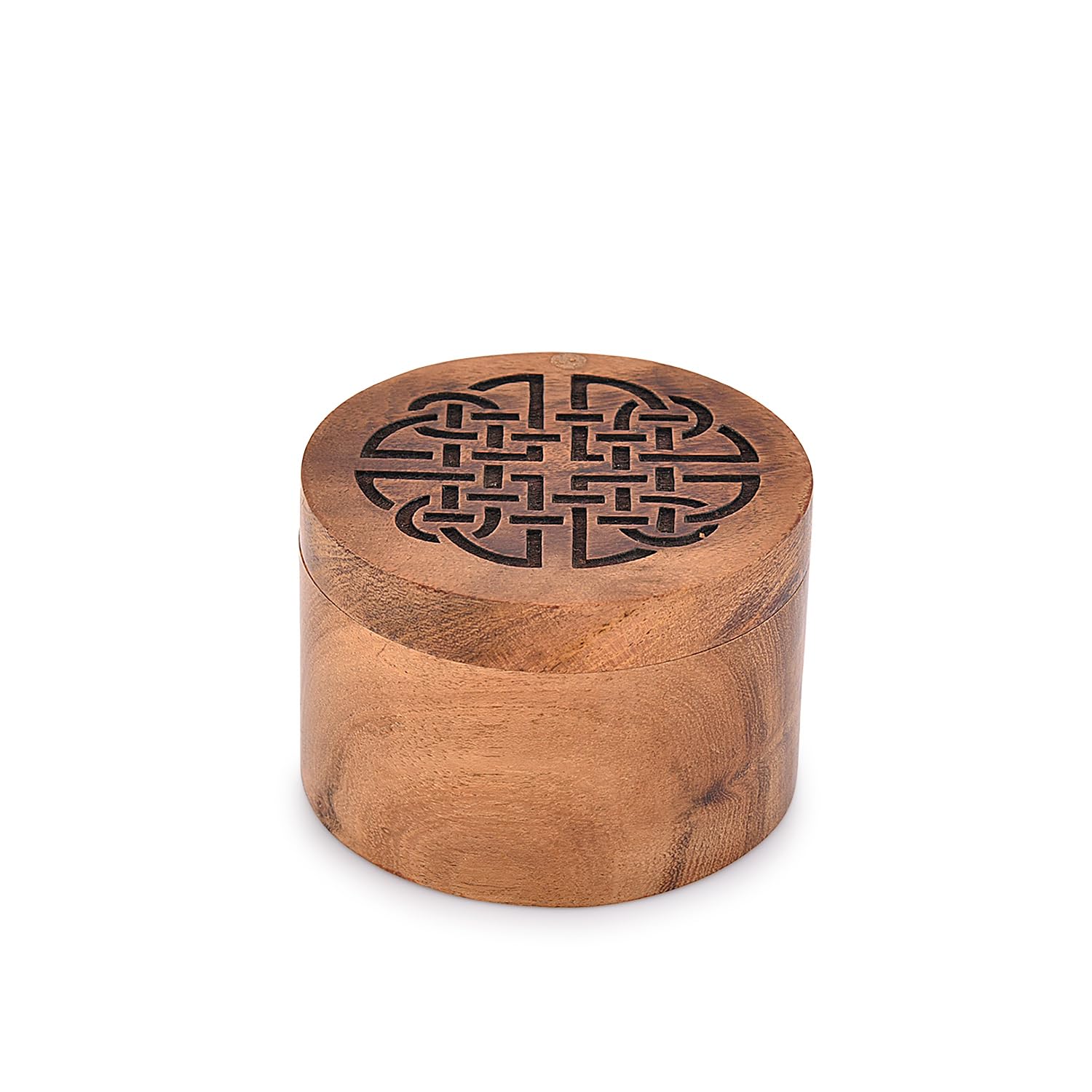 EDHAS Spice Cellars Acacia Wood Spice Box With Swivel Cover, Salt Keeper, Wood Jar for Kitchen, Perfect for Keeping Table and Gourmet Salts (3.5" x 3.5" x 2.5")