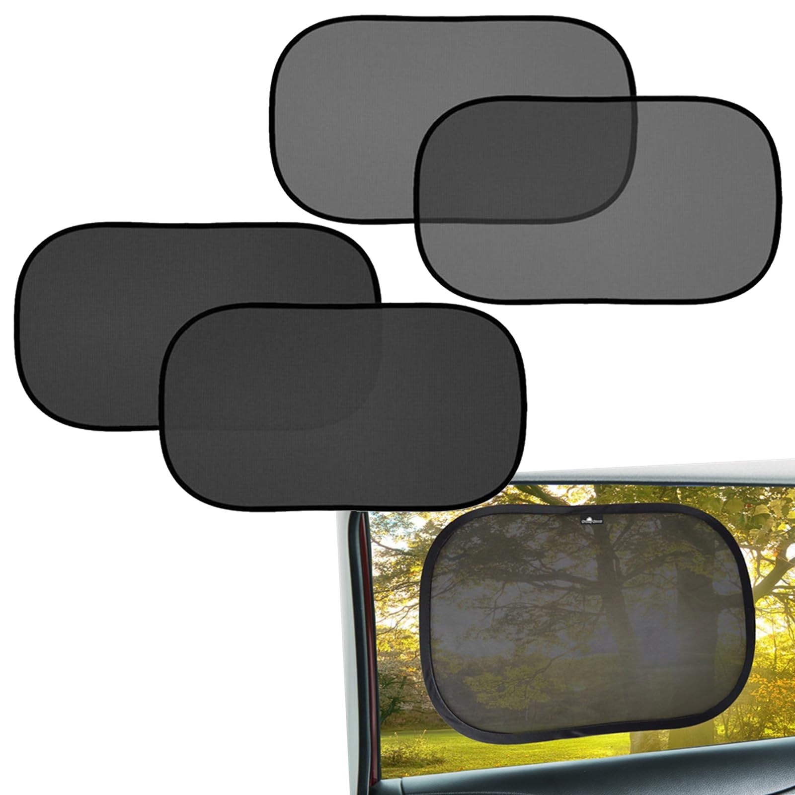 4 Pack Car Side Window Sunshade Mesh, Keep Vehicle Cool, 20.07In x 12.2In Foldable Storage Sunshade, Universal Automotive Side Window Privacy Protector Accessories (Black)
