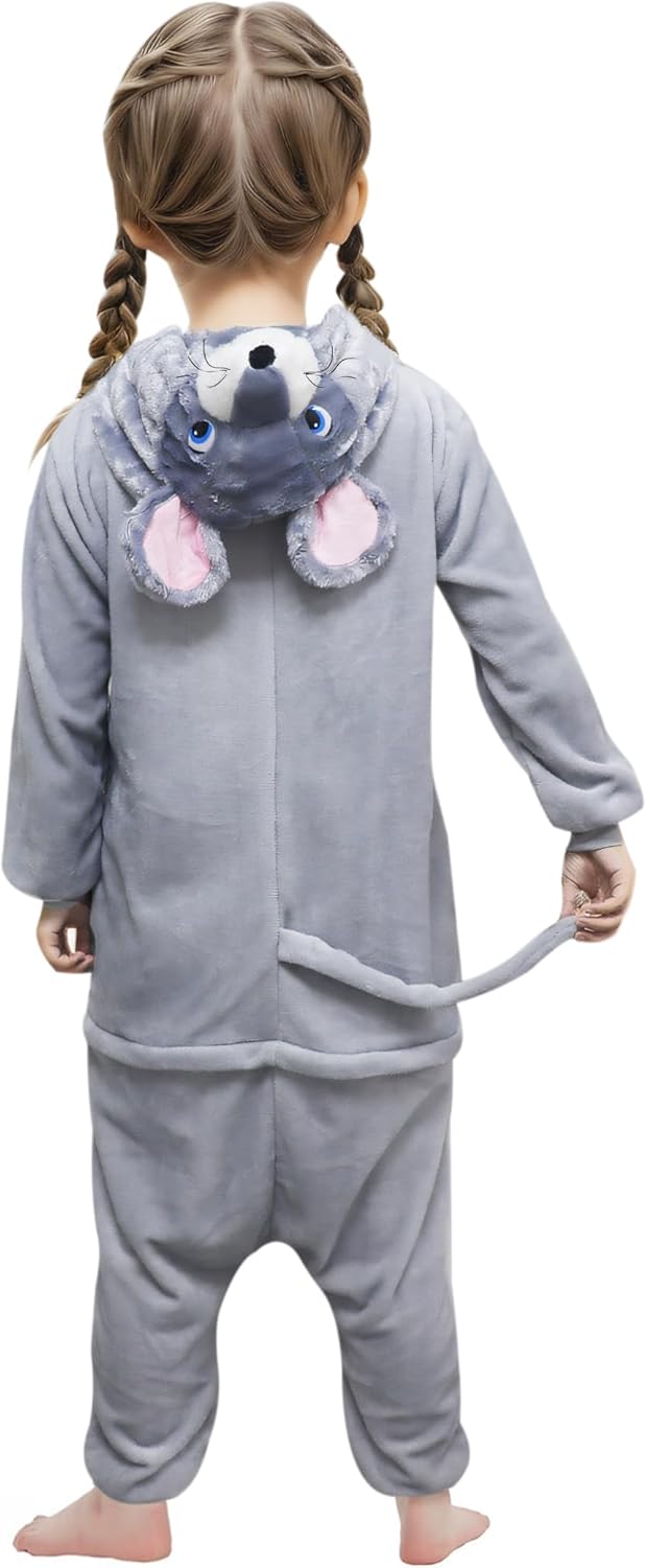 Kids Mouse Onesie Cosplay Animal Costume Christmas Halloween Fleece Jumpsuit Bodysuit Cartoon Outfit - Image 6