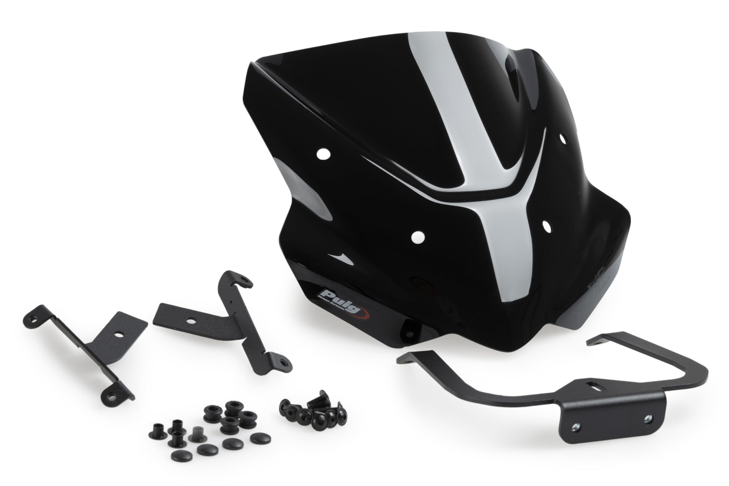 Puig 22234N New Generation Sport made of 3 mm methacrylate with aerodynamic design, rounded edges, inner black printing and TÜV approval for safe riding, Black