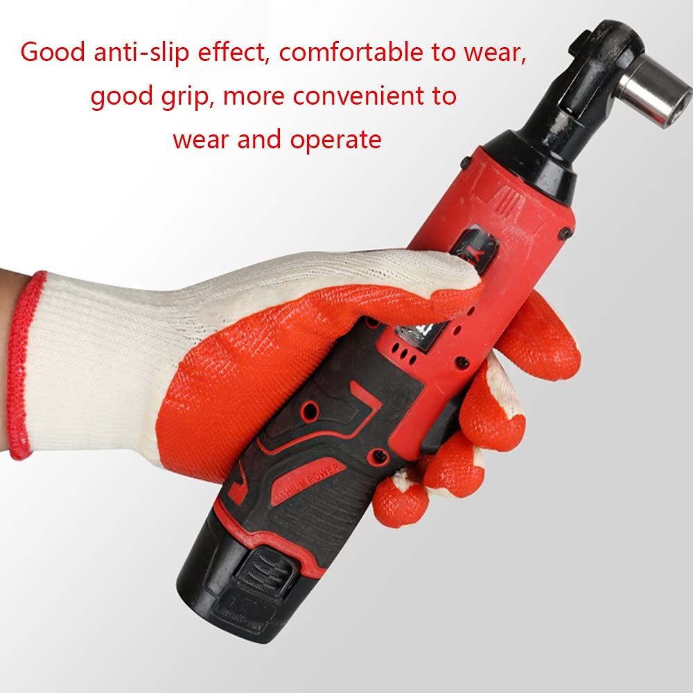 Guantes de jardinería, Guantes de Trabajo, Guantes de Trabajo de Goma, Guantes mecánicos Multiusos ultrafinos, Overoles duraderos Rojos, (12 Pares)