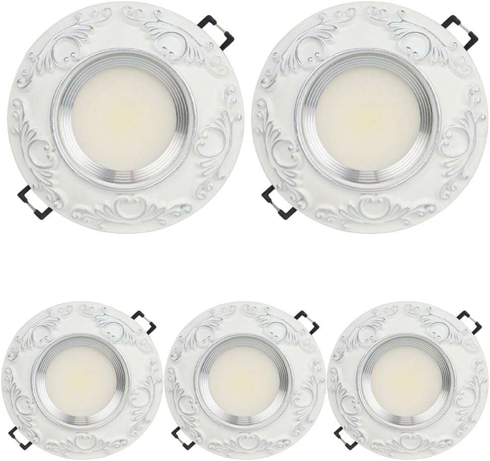 5-Pack Dimmable LED Recessed Downlight with 3 Adjustable Color Temperatures, 4 Inch Round White Baffle Trim Ceiling Light Fixture, European Style Design for Home, Office, Or Commercial Spaces