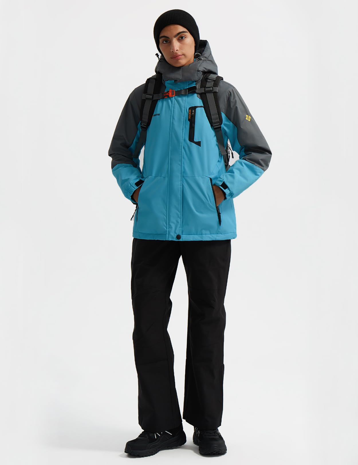 GEMYSE Donna Giacca da Sci impermeabile montagna Giacche Pile invernale antivento Cappotto con Cappuccio