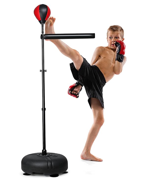 INNOLIFE Boxing Bar with Punching Bag for Kids, Adjustable Height Boxing Spinning Bar, Speed Trainer Free Standing Reflex Punching Ball Boxing Equipment for 7-12 Years by INNOLIFE - Used condition - US$53.17
