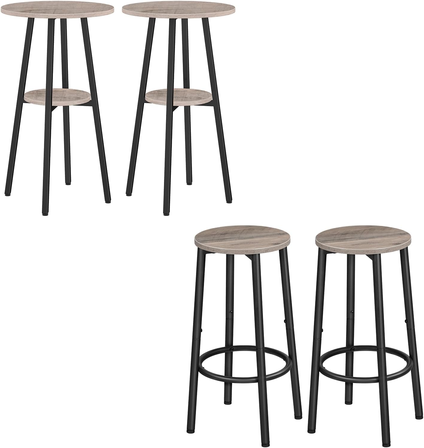 HOOBRO Bar Stools Set of 2 and Bar Table, Round Pub Table Bundle,BG03BY01-BG55BT01