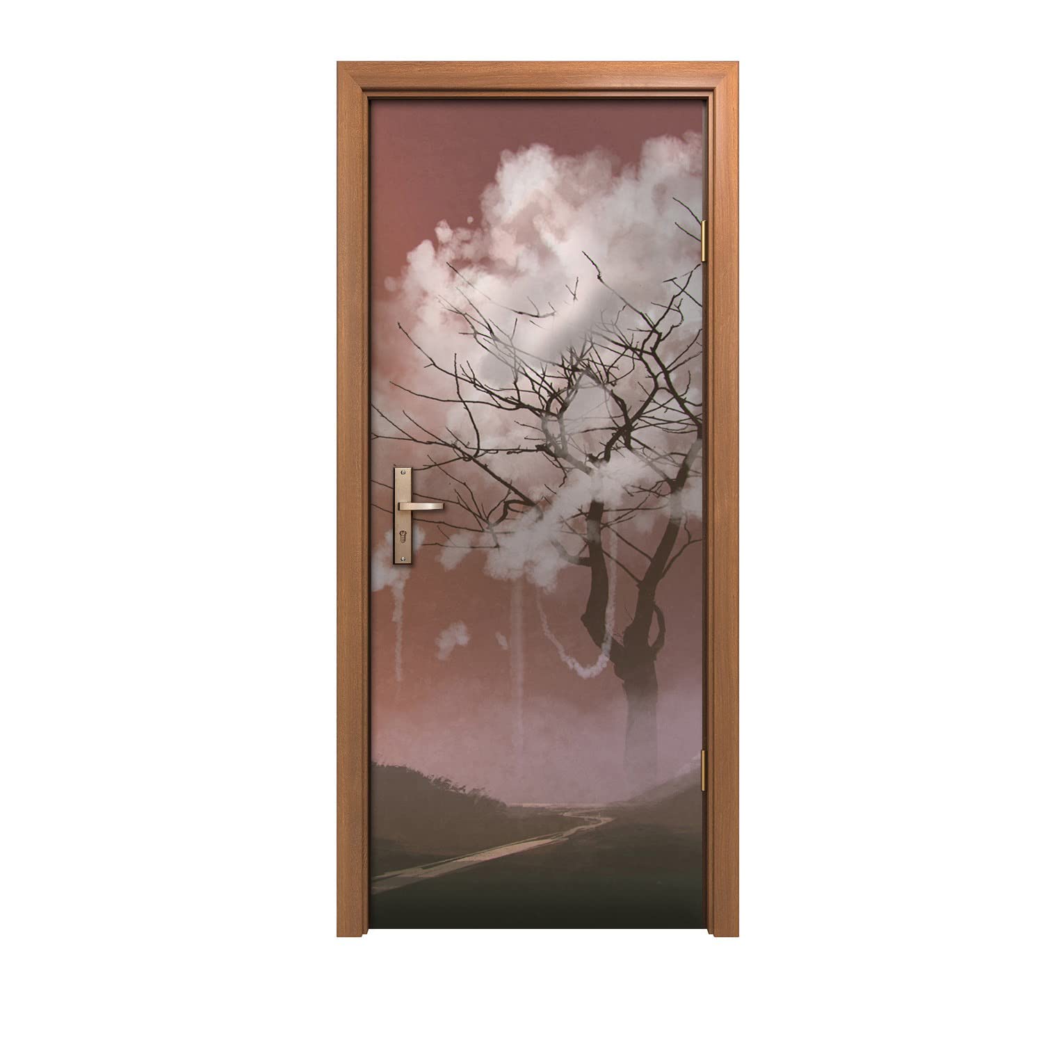 Autocollant de porte 90x200cm design de prestige motif arbre decoration murale
