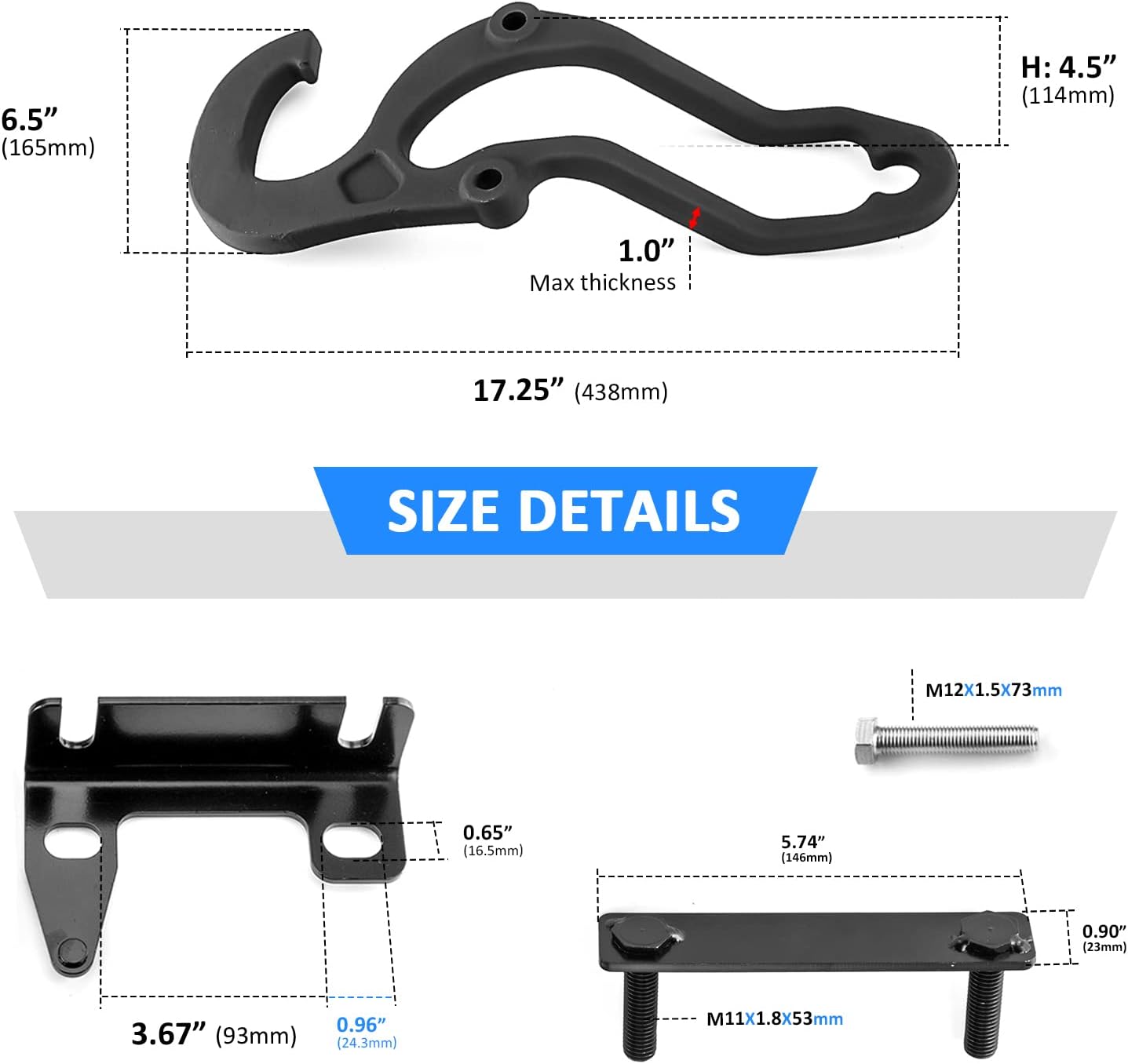 Wsays Front Bumper Tow Hooks Compatible with Dodge Ram 1500 2009-2019 Replace 82210967 68196982AA