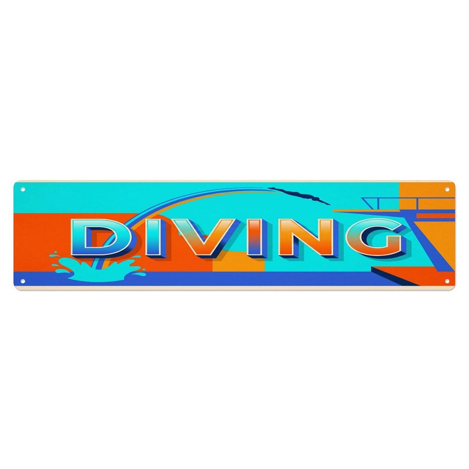 Cmhok Vintage Style Vintage Diving Outdoor Activity Sports Metal Tin Sign Wall Decor For Cafe, Club, Garden Metal Poster 4X16inch