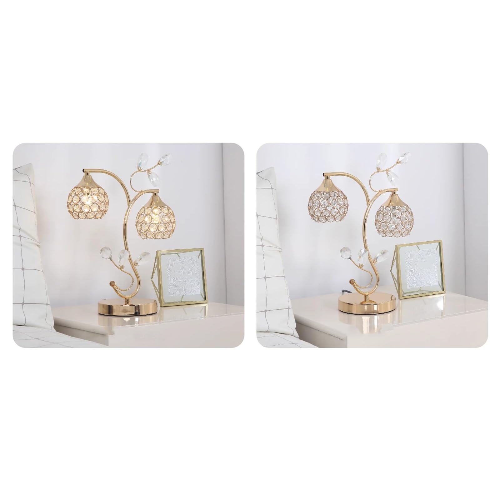 Affascinante Lampada da tavolo in cristallo con controllo a pulsante in comodino dimmerabile a 3 vie Arredamento per la casa(Three Color Lamp,Dimmer)