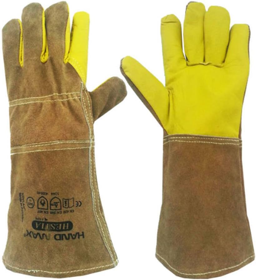 Animal Handling Gloves 36cm GAUNTLET LEATHER Kevlar DOG CAT BIRD REPTILE