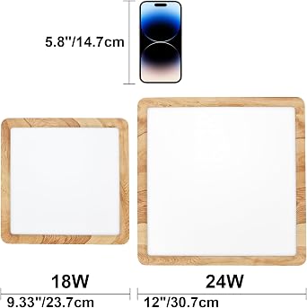 LVL LED Panel Light, 18W Wood Grain Flat Small Square Nordic Flush Led Ceiling Light for Kitchen Bedroom Living Room Bathroom Lights (18W) [Energy Class F]