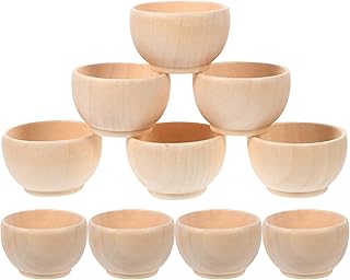 FAVOMOTO 10PCS Mini Unfinished Bowls, Wooden Pinch Bowls Dipping Sauce Condiment Cups Egg Holders for DIY Painting Art Crafts Projects Condiments Holders