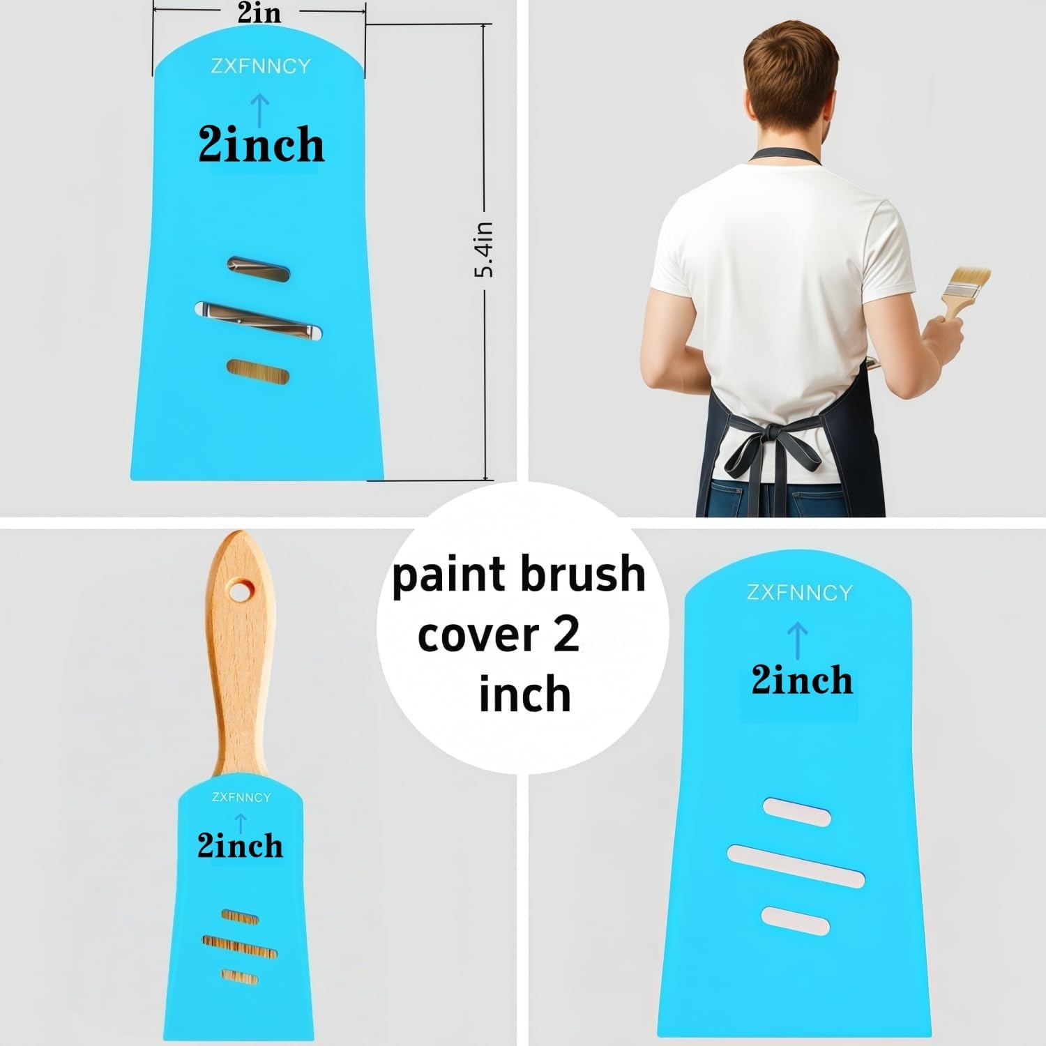 Silicon Paint Brush Covers, 3 Pack Universal Paint Brushs Protector Guards & Holders for 2 Inch Brushes – Reusable Paint Brush Storage Shield Sleeves to Protect Bristles Keep Brush Shape (Blue) (2IN)