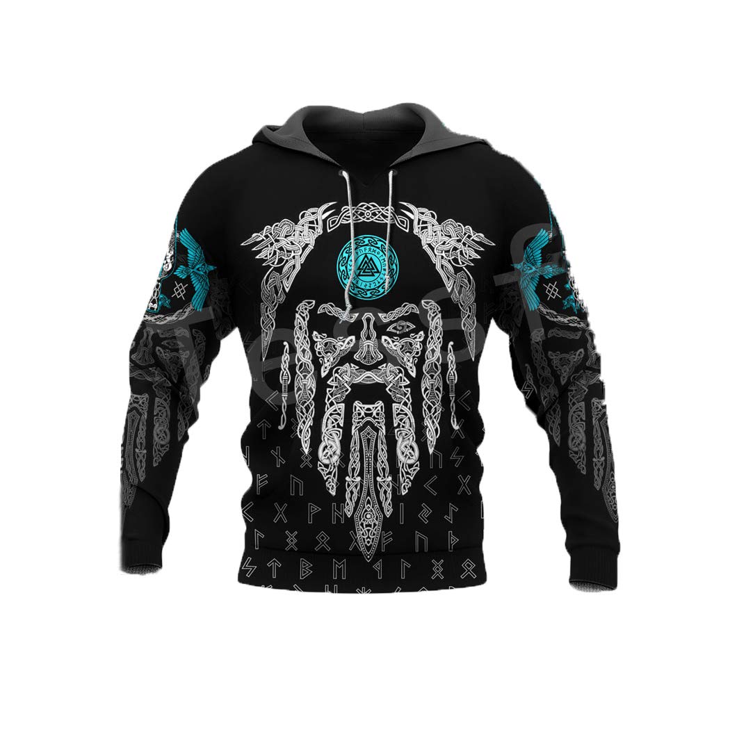 Sweat à capuche Viking imprimé 3D combinaison zippée - 6