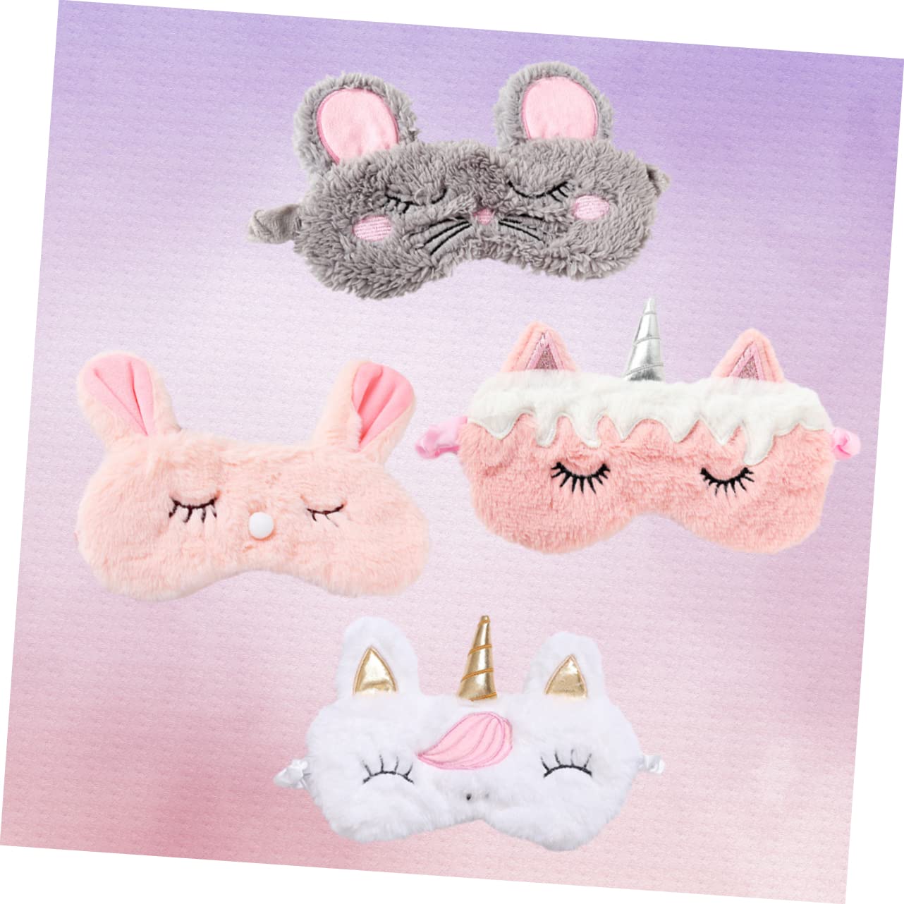 Healeved 12pièces Masque De Sommeil Peluche Forme De Lapin Et Licorne De Cache-yeux Kawaii Pour Voyage Sieste Et Anniversaire