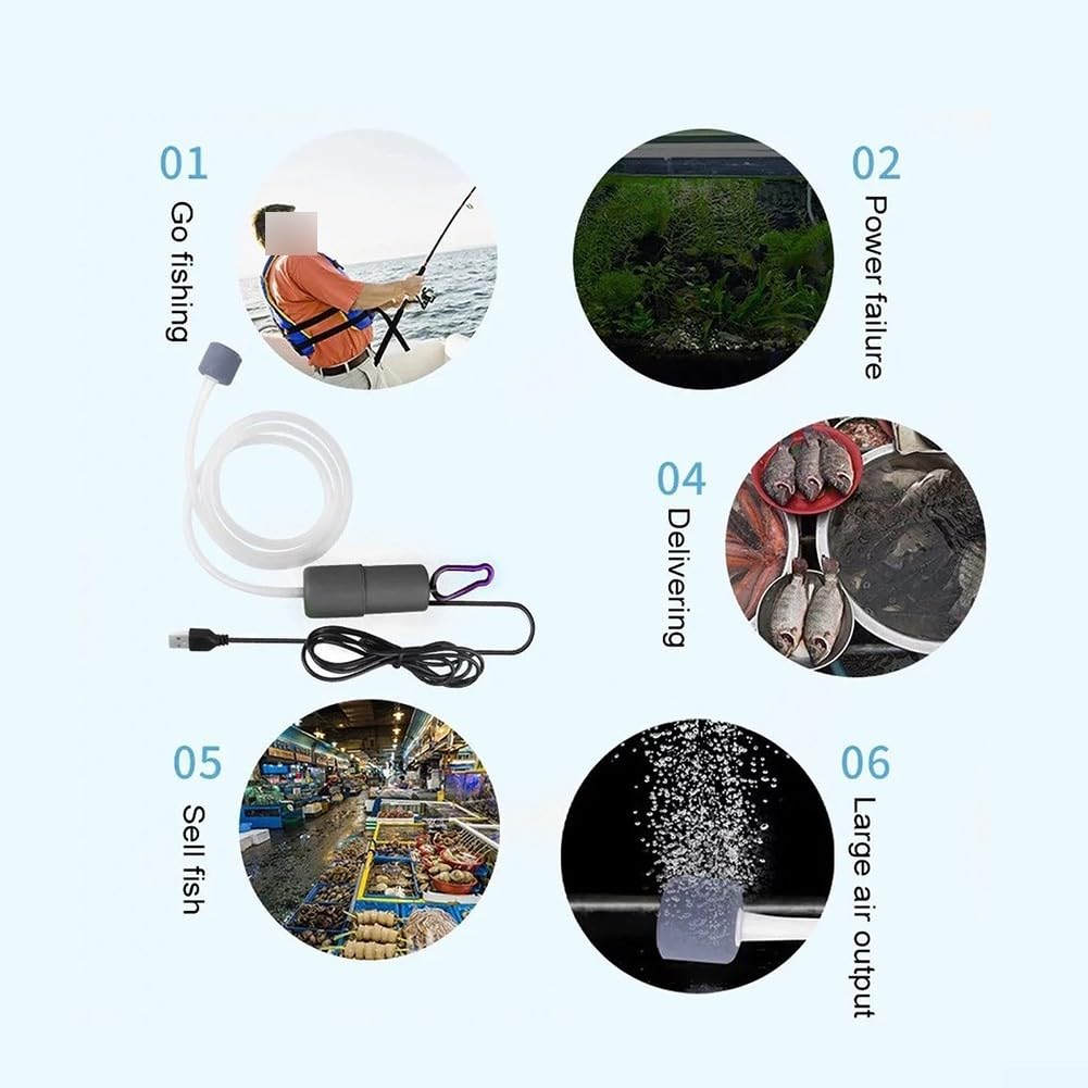 Kit de bomba de aire solar de 10 W, kit de aireador portátil para pecera, bomba de oxígeno USB de 5 V con piedra de aire