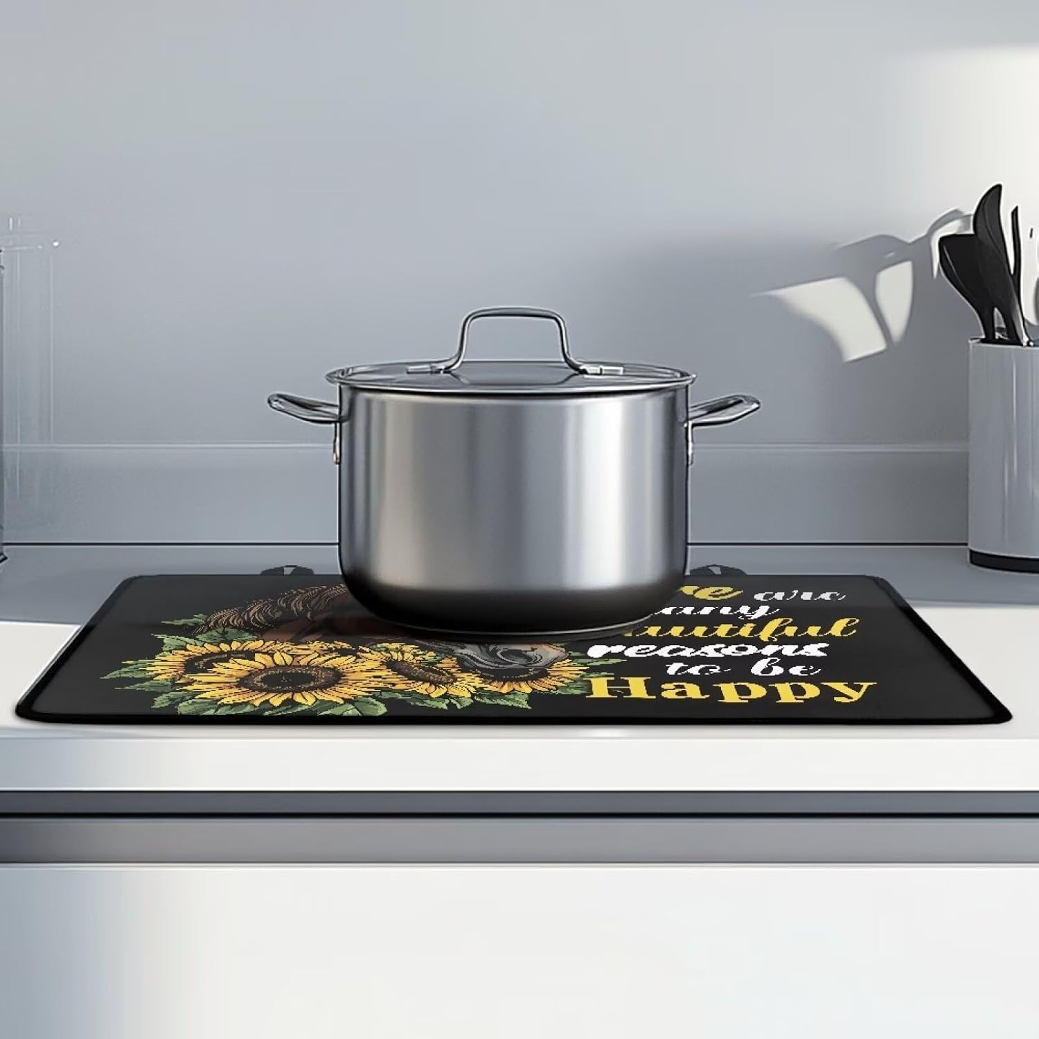 Stove Top Cover for Electric Stove, Heat Resistant Stove Mats for Glass Stove Top, Anti-slip Cooktop Cover With Rubber Baking,Kitchen Decor, Sunflower Horse